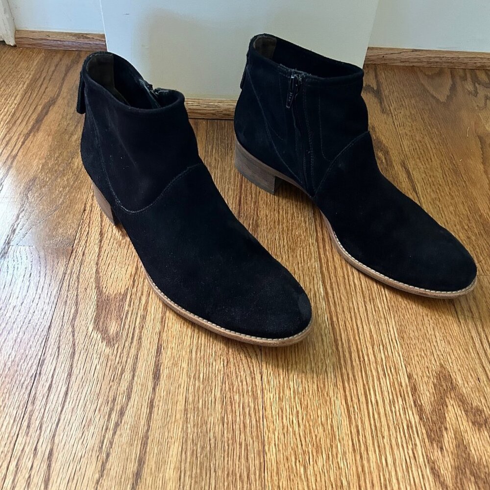 Paul Green Black Suade Leather Boots, Size 10